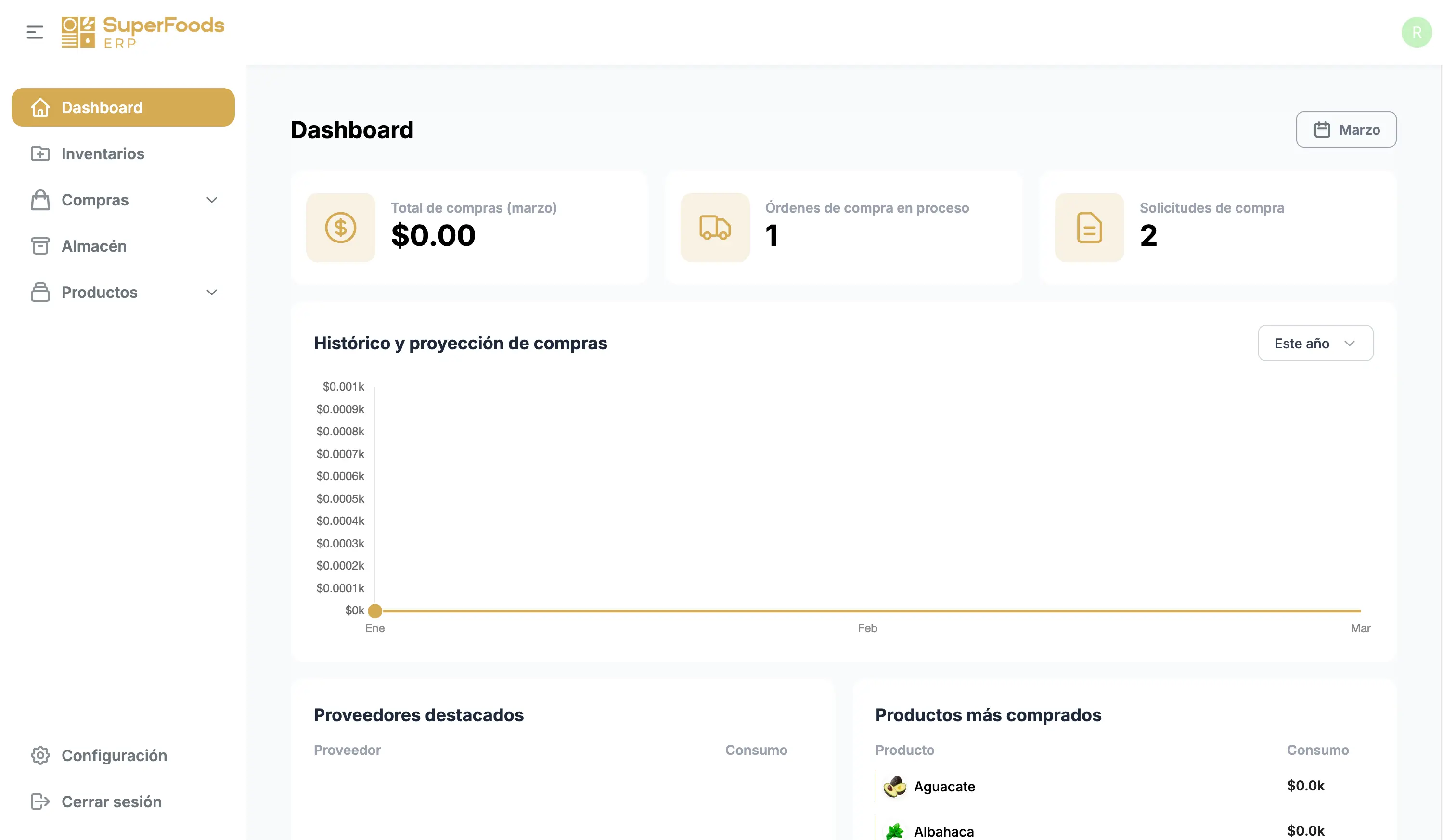 Screenshot de ERP Super Foods